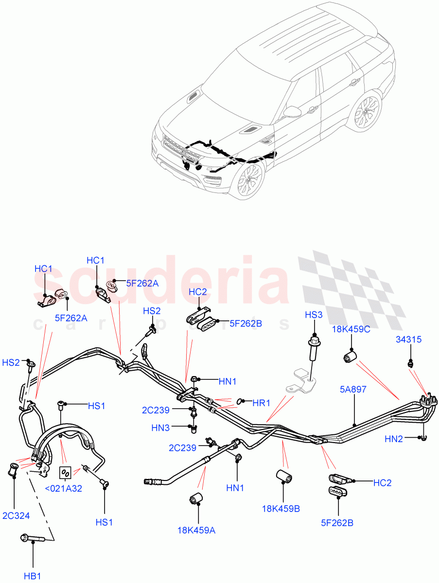 Active Anti-Roll Bar System(ARC Pipes, Front)(Electronic Air Suspension With ACE,Sport Suspension w/ARC)((V)FROMKA000001) of Land Rover Land Rover Range Rover Sport (2014+) [3.0 I6 Turbo Petrol AJ20P6]