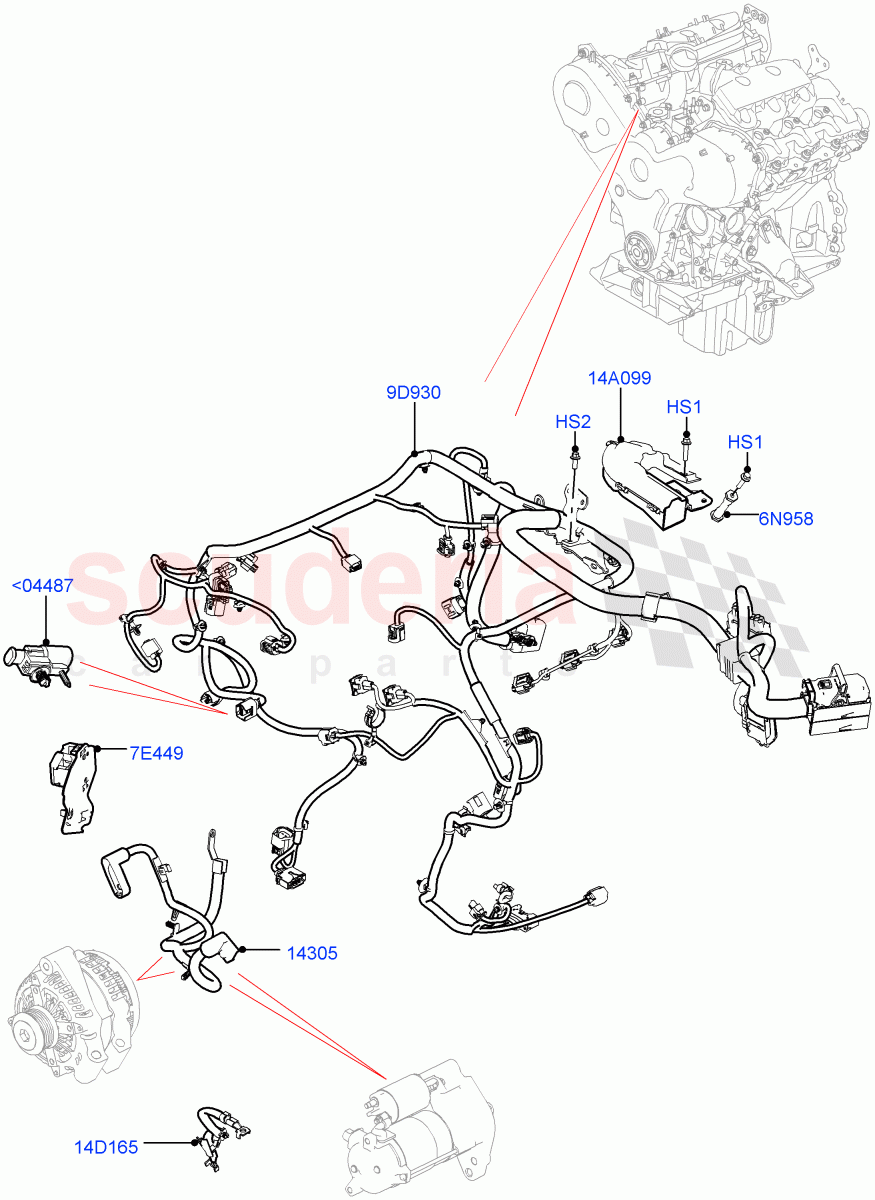 Electrical Wiring - Engine And Dash(3.0 V6 D Gen2 Mono Turbo)((V)FROMFA000001) of Land Rover Land Rover Range Rover Sport (2014+) [2.0 Turbo Petrol GTDI]