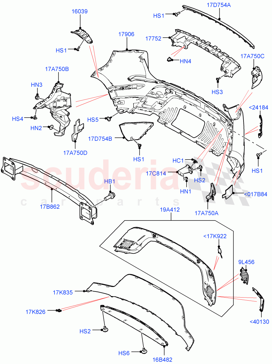 Rear Bumper(Halewood (UK),Front Bumper - Sport - Body Colour) of Land Rover Land Rover Range Rover Evoque (2019+) [2.0 Turbo Diesel AJ21D4]