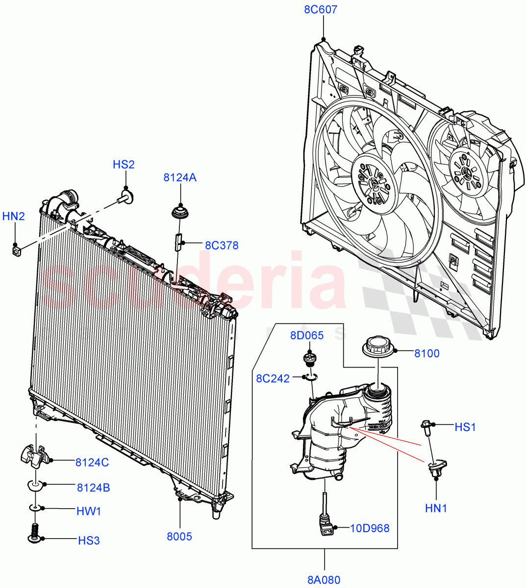 Radiator/Coolant Overflow Container(Main Unit)(3.0L AJ20D6 Diesel High)((V)FROMLA000001) of Land Rover Land Rover Range Rover (2012-2021) [3.0 I6 Turbo Diesel AJ20D6]