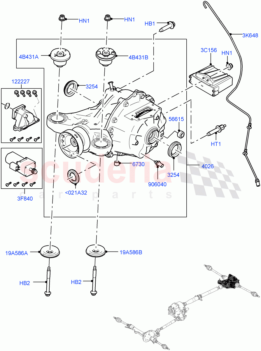 Rear Axle(With Petrol Engines,8 Speed Auto Trans ZF 8HP45,Electronic Locking Differential,4.4L DOHC DITC V8 Diesel,8 Speed Auto Trans ZF 8HP76,8HP Gen3 Hybrid Trans,8 Speed Auto Trans ZF 8HP70 4WD,3.0 V6 Diesel,3.0L AJ20D6 Diesel High)((V)FROMHA000001) of Land Rover Land Rover Range Rover (2012-2021) [3.0 Diesel 24V DOHC TC]