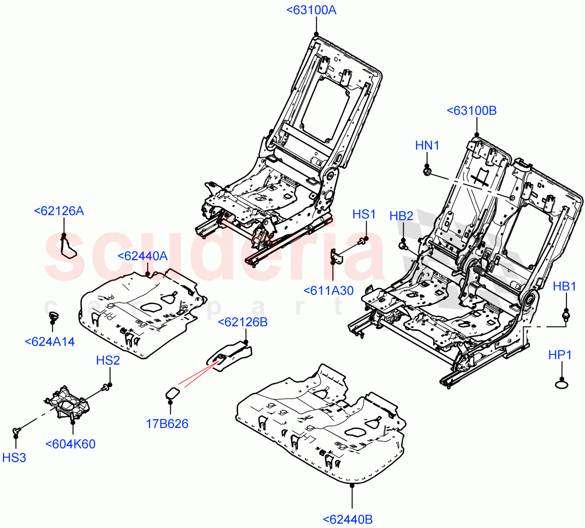 Rear Seat Base (With 60/40 Power Fold Thru Rr Seat) of Land Rover Land Rover Range Rover (2022+) [3.0 I6 Turbo Petrol AJ20P6]