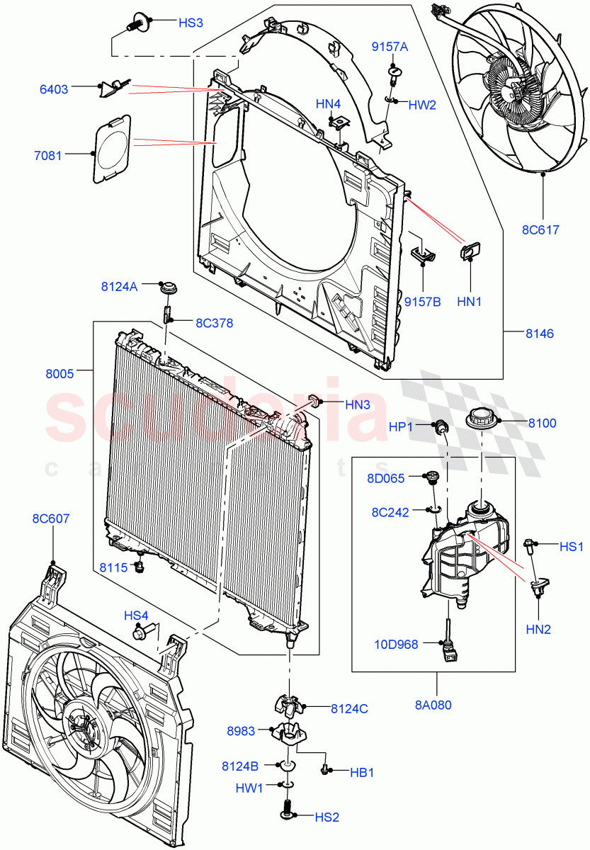 Radiator/Coolant Overflow Container (Nitra Plant Build) (3.0L AJ20P6 Petrol High) of Land Rover Land Rover Discovery 5 (2017+) [3.0 I6 Turbo Petrol AJ20P6]