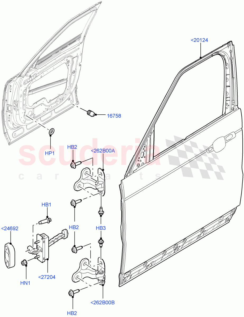 Front Doors, Hinges & Weatherstrips(Door And Fixings) of Land Rover Land Rover Range Rover Sport (2014+) [3.0 I6 Turbo Diesel AJ20D6]