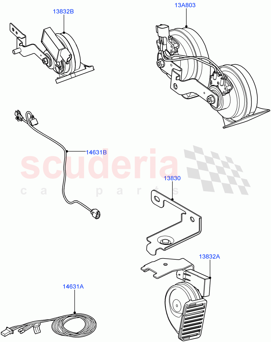 Battery Cables And Horn(Horn)((V)FROMAA000001) of Land Rover Land Rover Range Rover (2010-2012) [3.6 V8 32V DOHC EFI Diesel]