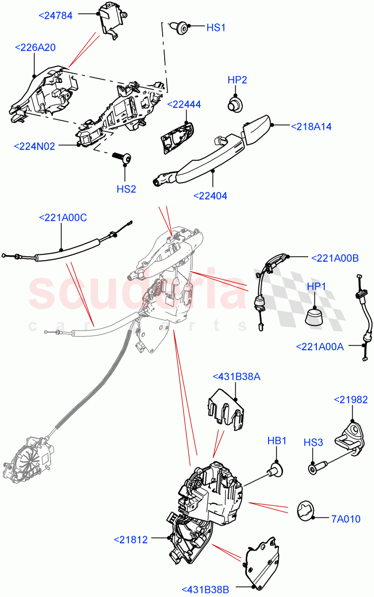 Front Door Lock Controls (Nitra Plant Build) ((V) FROMK2000001) of Land Rover Land Rover Discovery 5 (2017+) [3.0 DOHC GDI SC V6 Petrol]