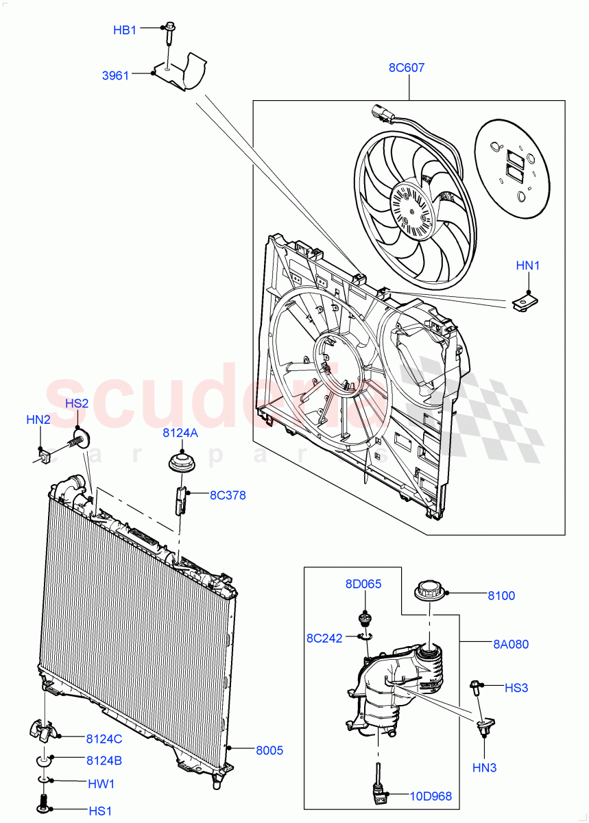 Radiator/Coolant Overflow Container(2.0L 16V TIVCT T/C 240PS Petrol) of Land Rover Land Rover Range Rover Sport (2014+) [2.0 Turbo Petrol GTDI]