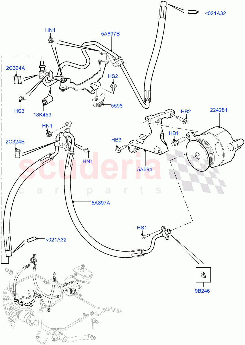 Active Anti-Roll Bar System(High Pressure Pipes, ARC Pump)(3.0 V6 Diesel,With ACE Suspension)((V)TOHA999999) of Land Rover Land Rover Range Rover Sport (2014+) [5.0 OHC SGDI SC V8 Petrol]