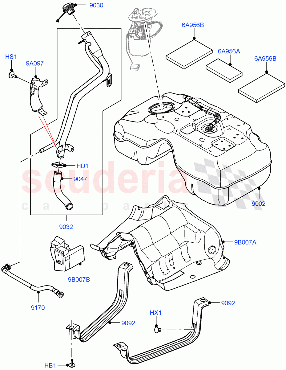 Fuel Tank & Related Parts (2.0L AJ20P4 Petrol E100 PTA, Itatiaia (Brazil)) ((V) FROMLT000001) of Land Rover Land Rover Discovery Sport (2015+) [2.0 Turbo Petrol AJ200P]