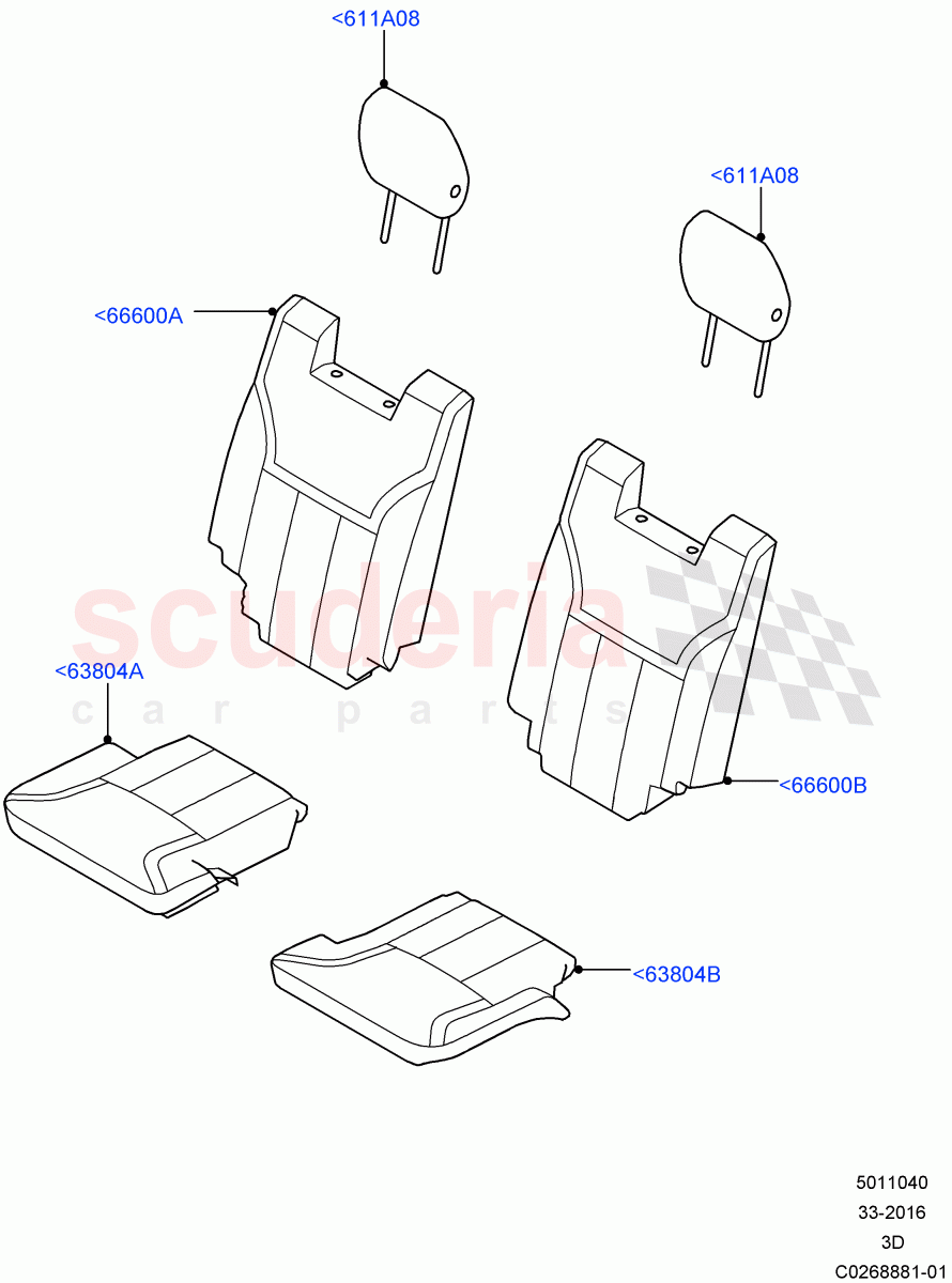 Rear Seat Covers (Row 3, Solihull Plant Build) (Taurus Leather Perforated, Version - Core, With 7 Seat Configuration) ((V) FROMHA000001) of Land Rover Land Rover Discovery 5 (2017+) [2.0 Turbo Diesel]