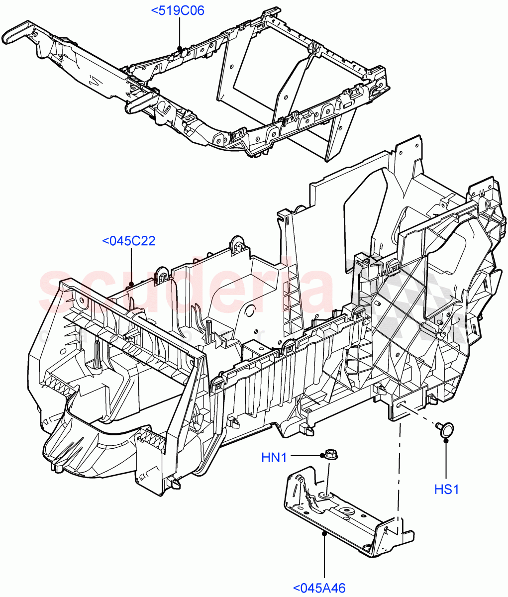 Console - Floor (For Carrier Assy, Internal Components) ((V) FROMAA000001) of Land Rover Land Rover Range Rover Sport (2010-2013) [5.0 OHC SGDI SC V8 Petrol]
