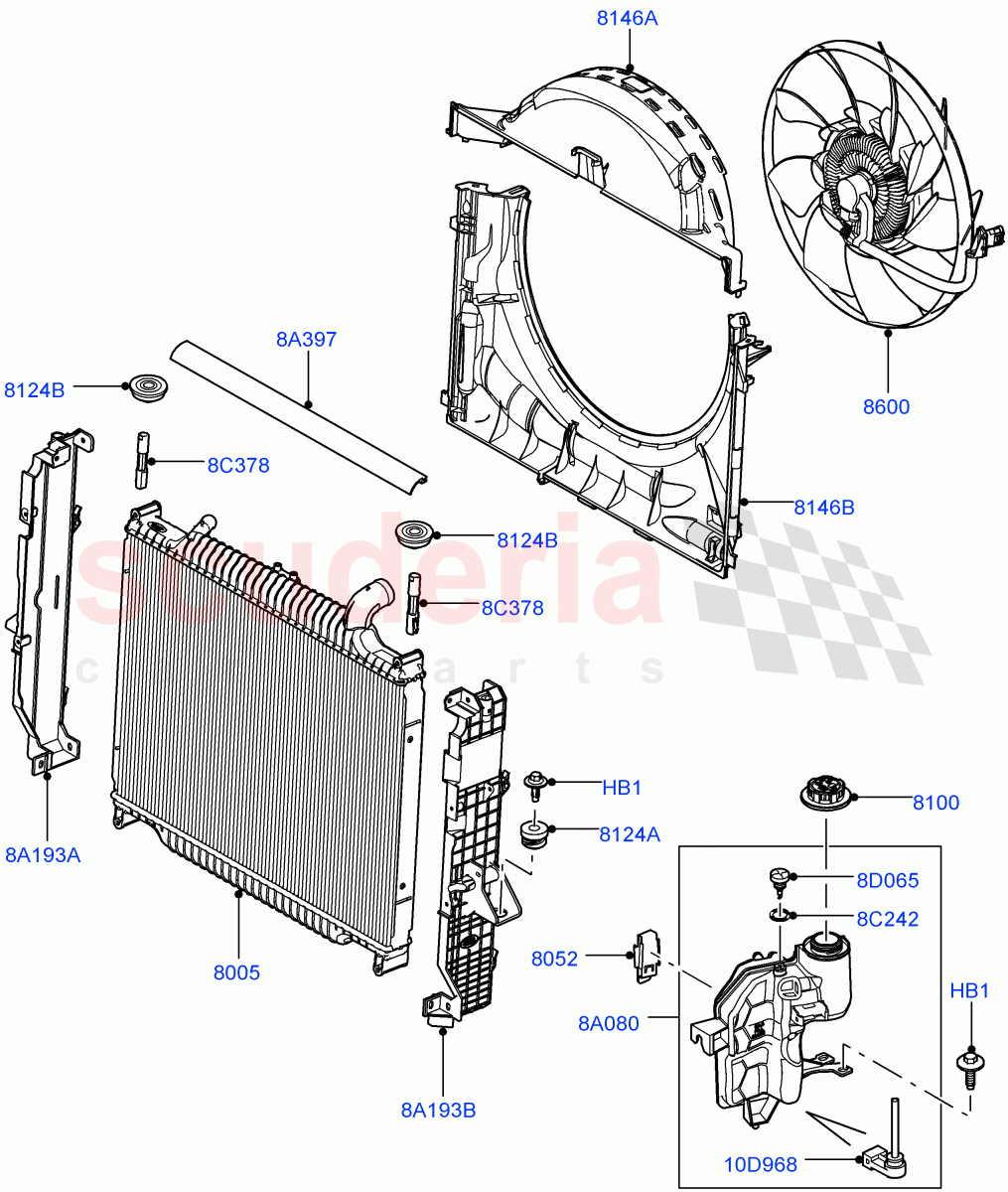 Radiator/Coolant Overflow Container(3.6L V8 32V DOHC EFi Diesel Lion)((V)FROMAA000001) of Land Rover Land Rover Range Rover Sport (2010-2013) [3.6 V8 32V DOHC EFI Diesel]