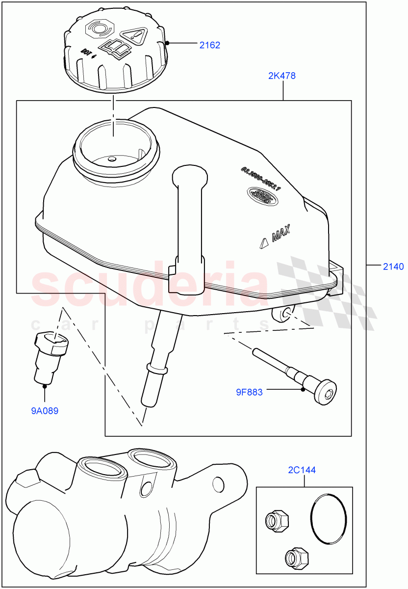 Master Cylinder - Brake System (Changsu (China)) of Land Rover Land Rover Range Rover Evoque (2019+) [2.0 Turbo Petrol AJ200P]