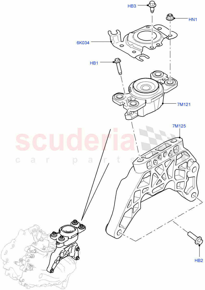 Transmission Mounting(2.2L CR DI 16V Diesel,6 Speed Manual Trans M66 - AWD,Halewood (UK)) of Land Rover Land Rover Discovery Sport (2015+) [2.0 Turbo Petrol GTDI]