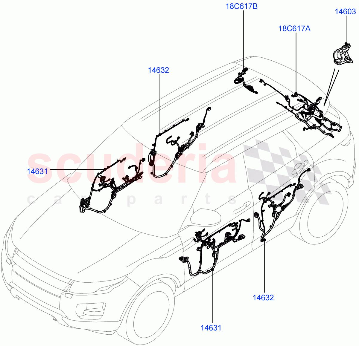 Wiring - Body Closures(Front And Rear Doors)(5 Door,Changsu (China))((V)FROMEG000001) of Land Rover Land Rover Range Rover Evoque (2012-2018) [2.0 Turbo Petrol GTDI]