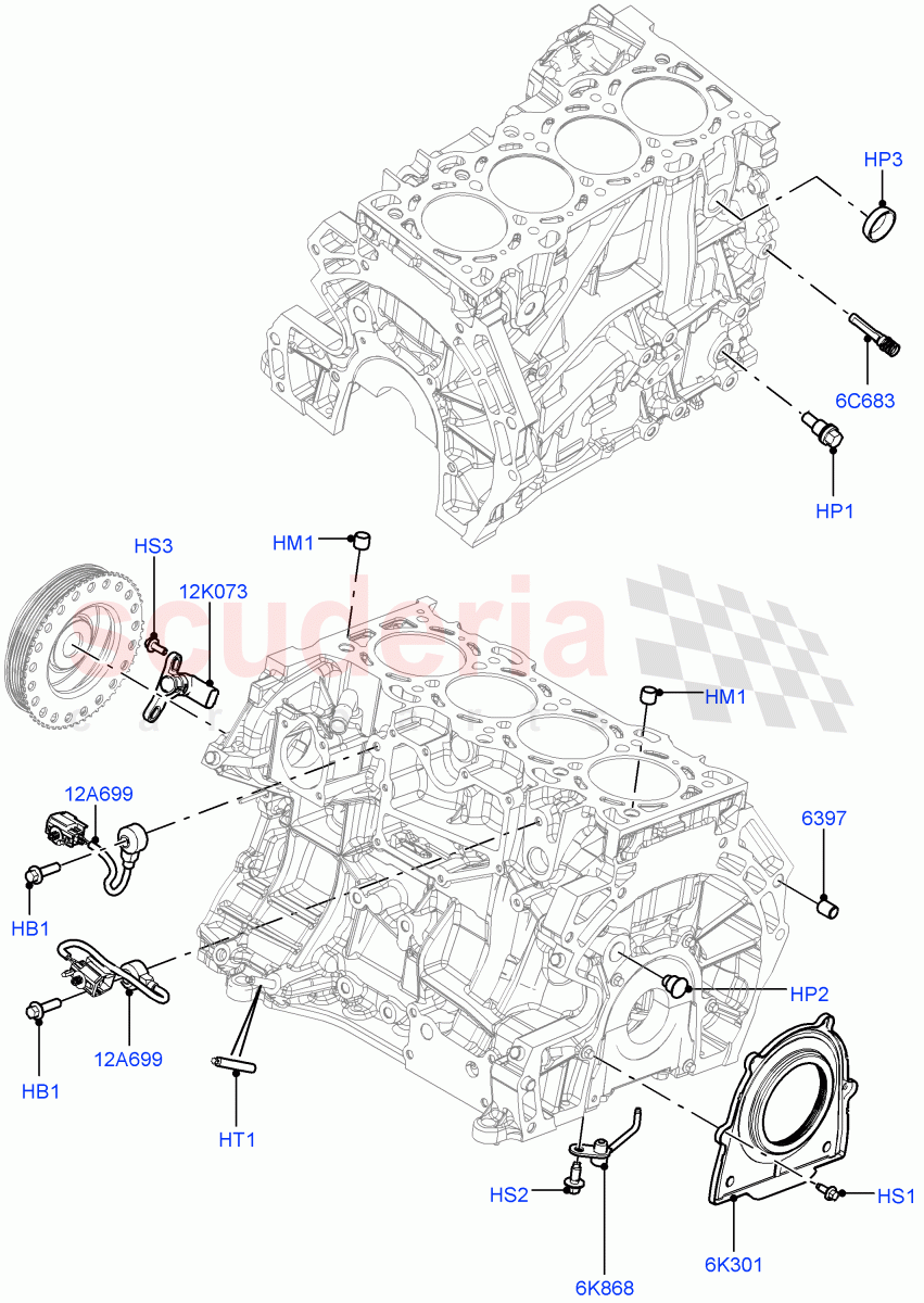 Cylinder Block And Plugs (2.0L 16V TIVCT T/C Gen2 Petrol, Halewood (UK), 2.0L 16V TIVCT T/C 240PS Petrol) of Land Rover Land Rover Range Rover Evoque (2012-2018) [2.0 Turbo Petrol GTDI]