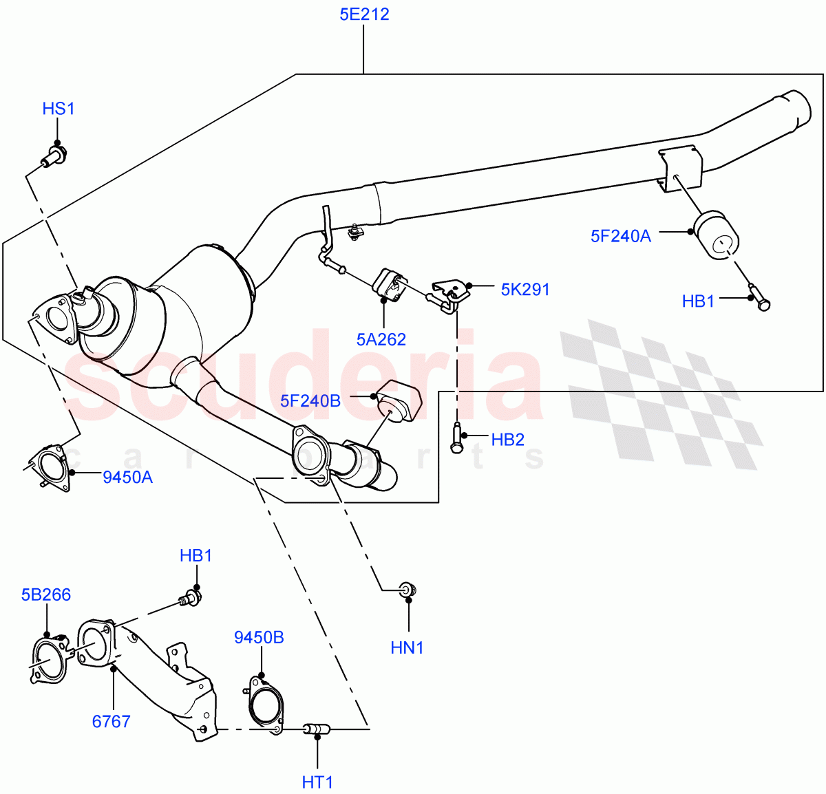 Exhaust System (Front) (4.4L DOHC DITC V8 Diesel, Euro Stage 4 Emissions) ((V) FROMGA000001) of Land Rover Land Rover Range Rover Sport (2014+) [4.4 DOHC Diesel V8 DITC]