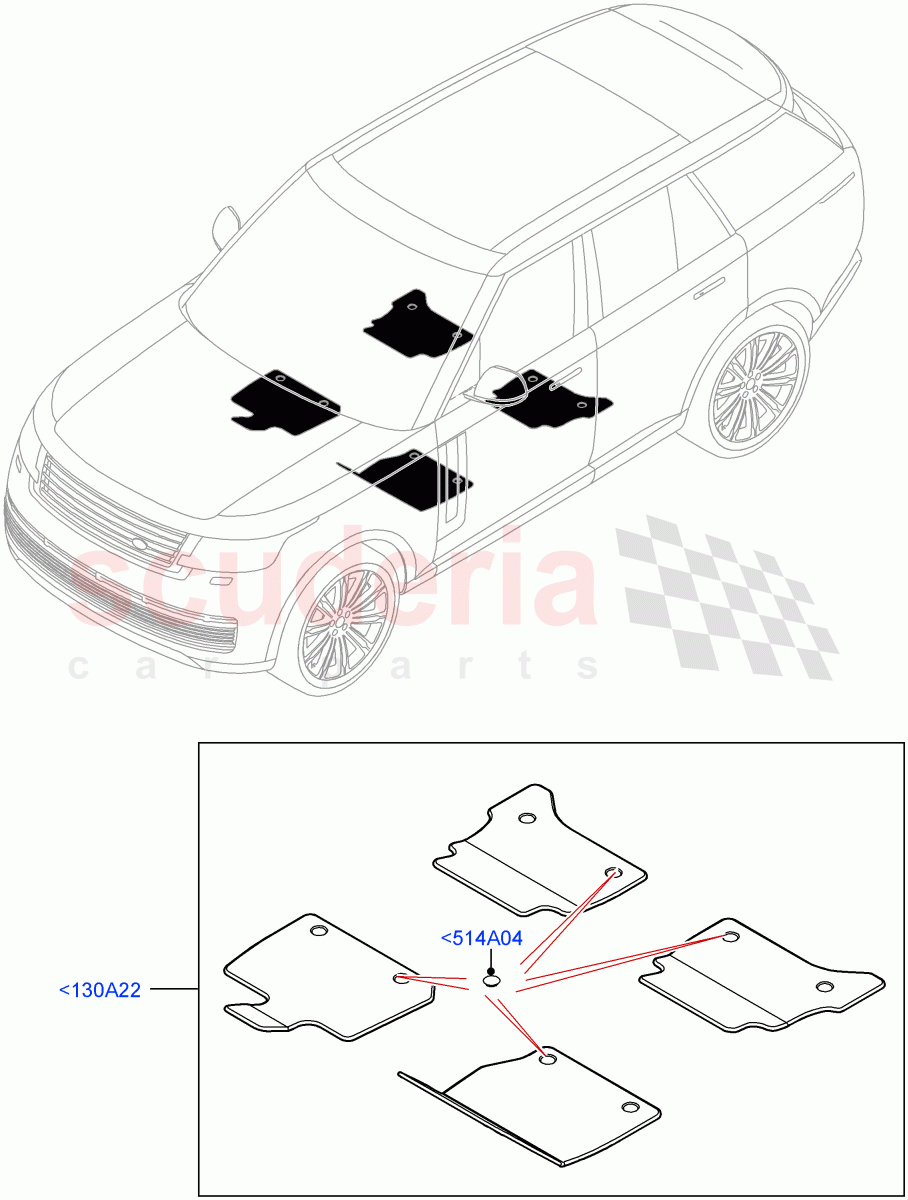 Floor Trim(Floor Mats)(FLOOR MAT - SVO BESPOKE PREM,Front Floor Carpet Mats,Front Floor Mats - Premium) of Land Rover Land Rover Range Rover (2022+) [4.4 V8 Turbo Petrol NC10]