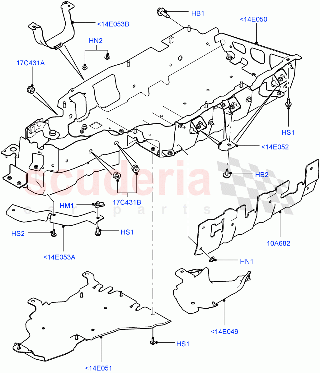 Hybrid Electrical Modules (Traction Battery And Inverter Cradle) (3.0 V6 Diesel Electric Hybrid Eng, 8 Speed Auto Trans ZF 8HP70 HEV 4WD, 3.0 V6 D Gen2 Mono Turbo, 3.0 V6 D Gen2 Twin Turbo) ((V) FROMFA000001) of Land Rover Land Rover Range Rover Sport (2014+) [3.0 Diesel 24V DOHC TC]