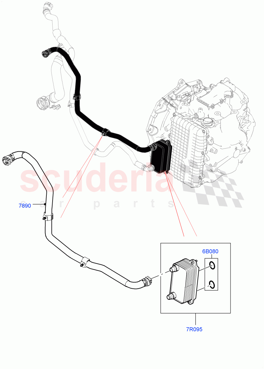 Transmission Cooling Systems(2.0L AJ20P4 Petrol Mid PTA,9 Speed Auto Trans 9HP50,Halewood (UK),Less Active Tranmission Warming,2.0L AJ20P4 Petrol High PTA,2.0L AJ20P4 Petrol E100 PTA) of Land Rover Land Rover Range Rover Evoque (2019+) [2.0 Turbo Diesel AJ21D4]