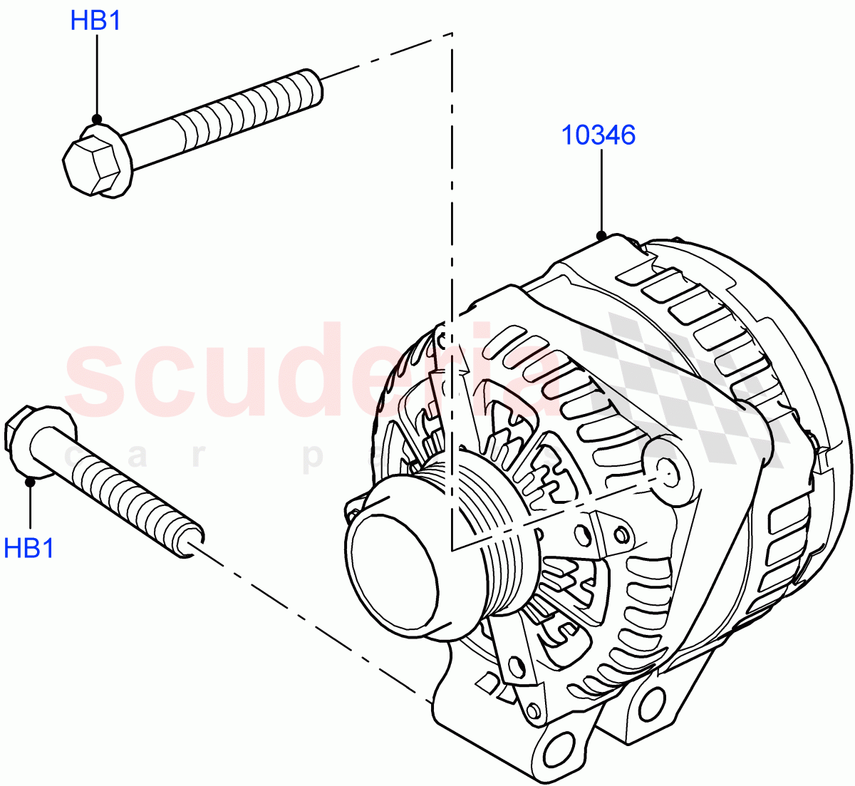 Alternator And Mountings(3.0 V6 D Gen2 Twin Turbo) of Land Rover Land Rover Range Rover Velar (2017+) [2.0 Turbo Diesel AJ21D4]