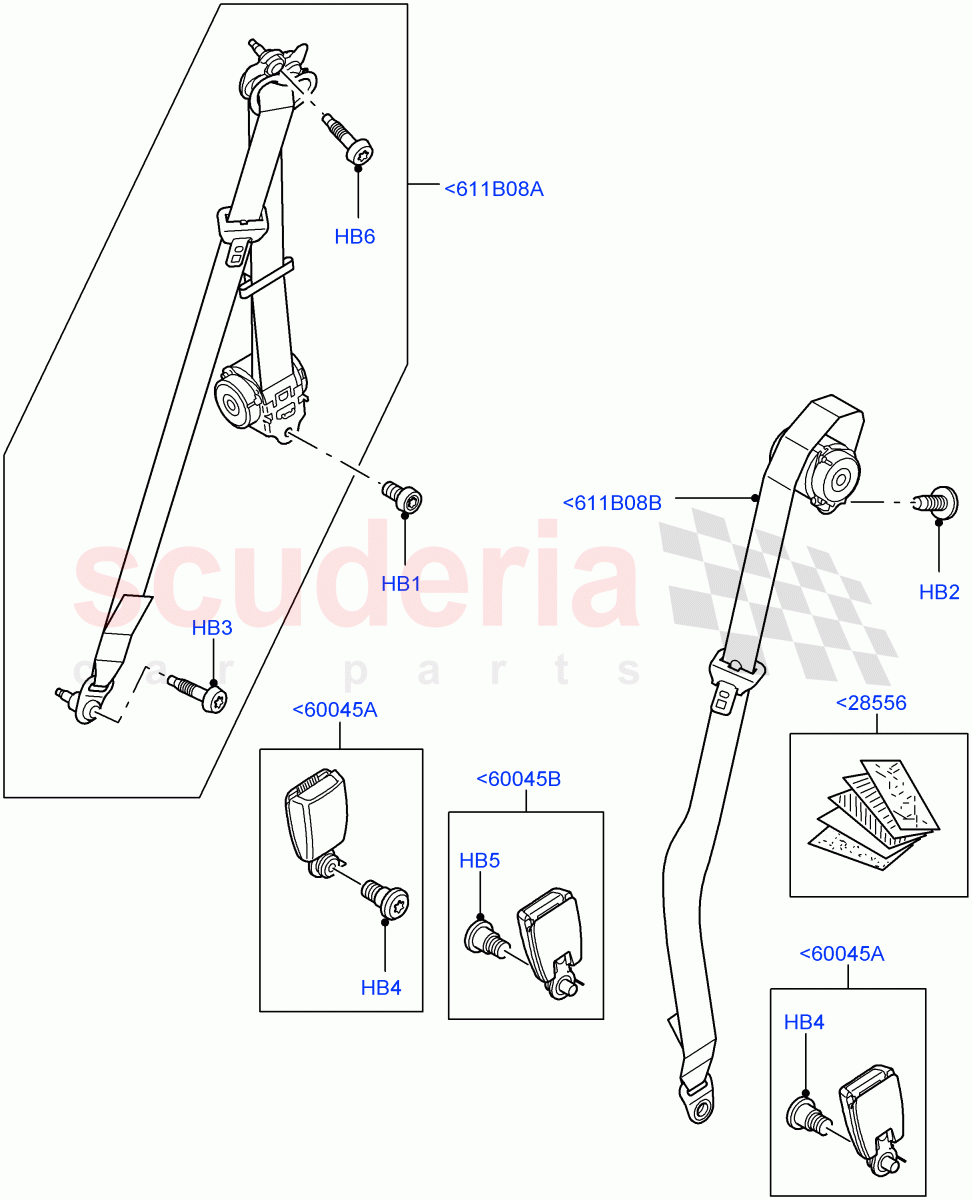 Rear Seat Belts(With 35/30/35 Split Fold Rear Seat)((V)FROMAA000001) of Land Rover Land Rover Discovery 4 (2010-2016) [5.0 OHC SGDI NA V8 Petrol]