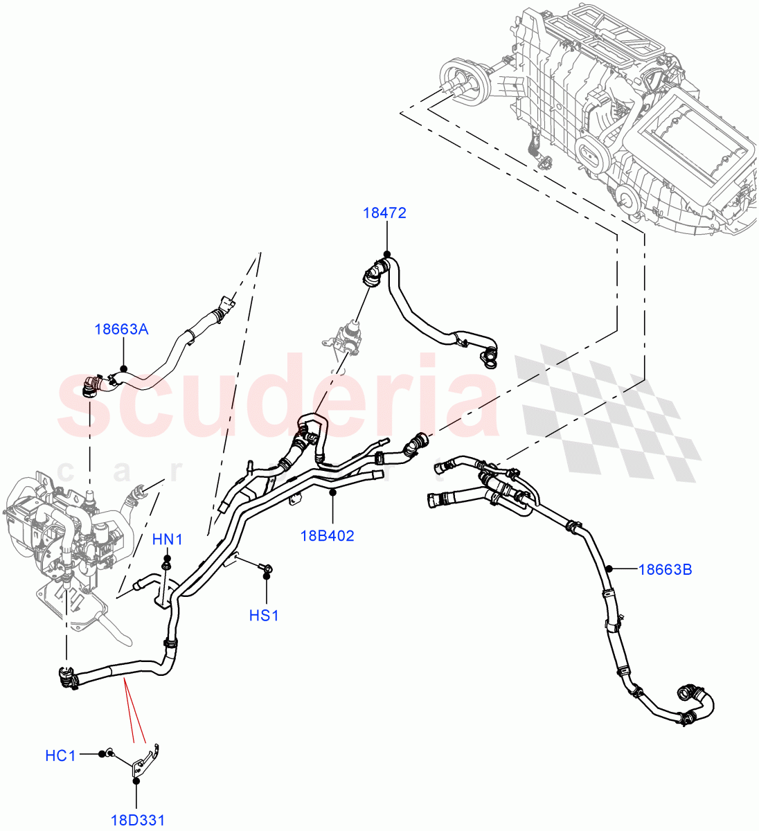 Heater Hoses(3.0L AJ20P6 Petrol High,Fuel Heater W/Pk Heat With Remote)((V)FROMMA000001) of Land Rover Land Rover Range Rover Velar (2017+) [2.0 Turbo Petrol AJ200P]