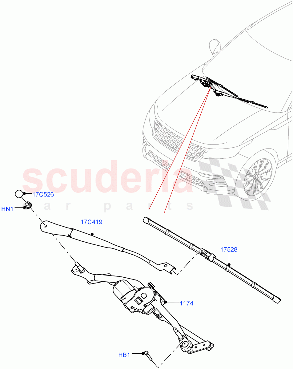 Windscreen Wiper of Land Rover Land Rover Range Rover Velar (2017+) [3.0 I6 Turbo Diesel AJ20D6]