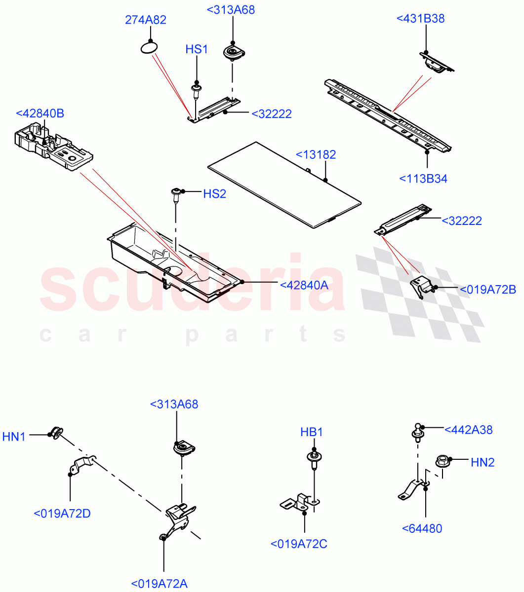 Load Compartment Trim(Nitra Plant Build, Floor)(With Third Row Power Folding Seat,With 7 Seat Configuration,With 3rd Row Double Seat)((V)FROMK2000001) of Land Rover Land Rover Discovery 5 (2017+) [3.0 I6 Turbo Diesel AJ20D6]