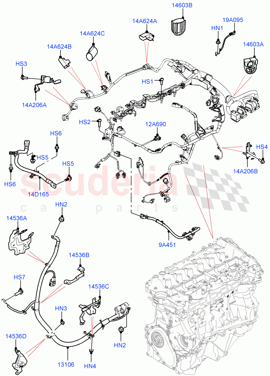 Engine Harness(3.0L AJ20P6 Petrol High) of Land Rover Land Rover Range Rover (2022+) [3.0 I6 Turbo Petrol AJ20P6]