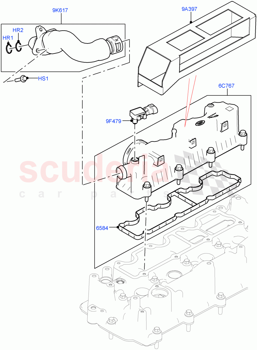 Emission Control - Crankcase(2.0L I4 DSL HIGH DOHC AJ200,2.0L I4 DSL MID DOHC AJ200)((V)FROMHA000001) of Land Rover Land Rover Range Rover Velar (2017+) [2.0 Turbo Diesel]