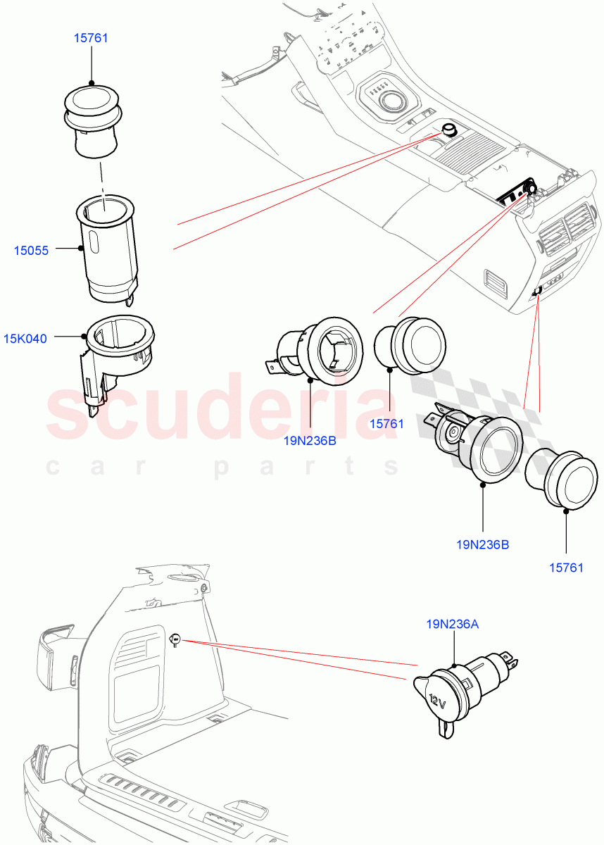 Auxiliary Electrical Power Points(Itatiaia (Brazil))((V)FROMGT000001) of Land Rover Land Rover Range Rover Evoque (2012-2018) [2.0 Turbo Petrol GTDI]