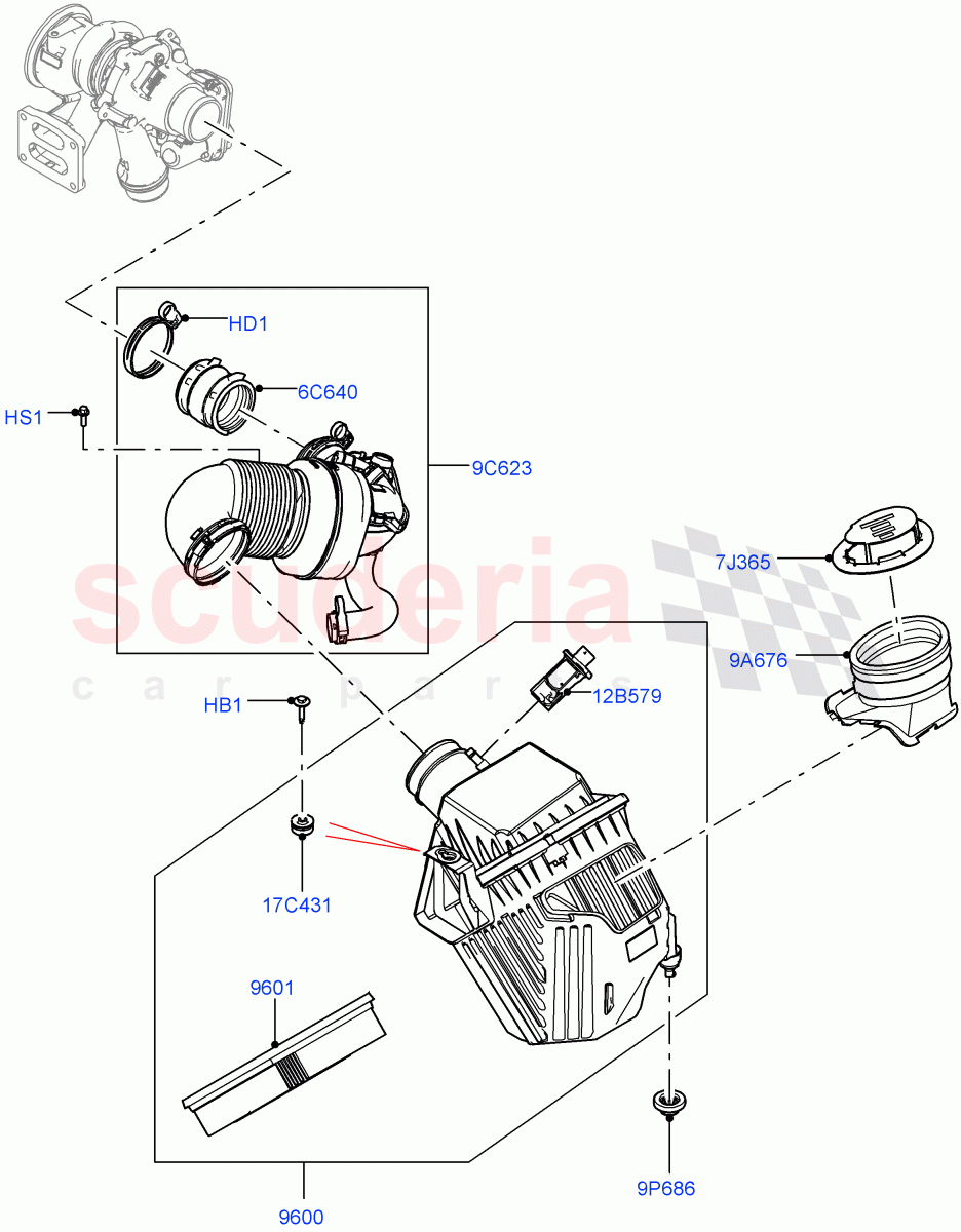 Air Cleaner(2.0L AJ20P4 Petrol High PTA,Halewood (UK),2.0L AJ20P4 Petrol E100 PTA,2.0L AJ20P4 Petrol Mid PTA) of Land Rover Land Rover Range Rover Evoque (2019+) [2.0 Turbo Petrol AJ200P]