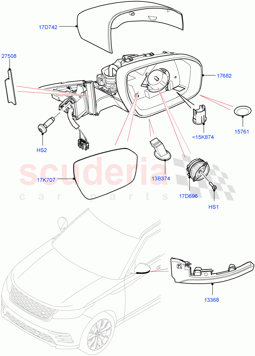 Exterior Rear View Mirror of Land Rover Land Rover Range Rover Velar (2017+) [2.0 Turbo Petrol AJ200P]