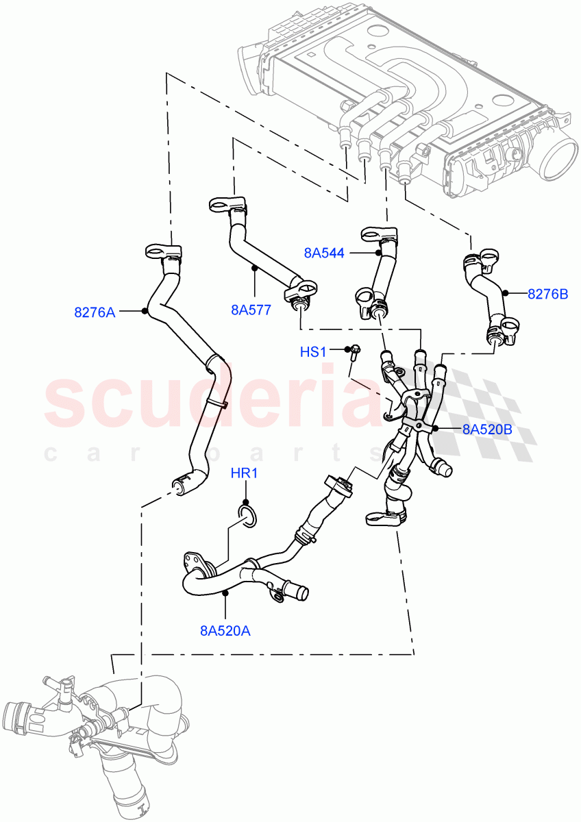 Cooling System Pipes And Hoses (Intercooler) (3.0L AJ20D6 Diesel High) of Land Rover Land Rover Range Rover (2022+) [3.0 I6 Turbo Diesel AJ20D6]