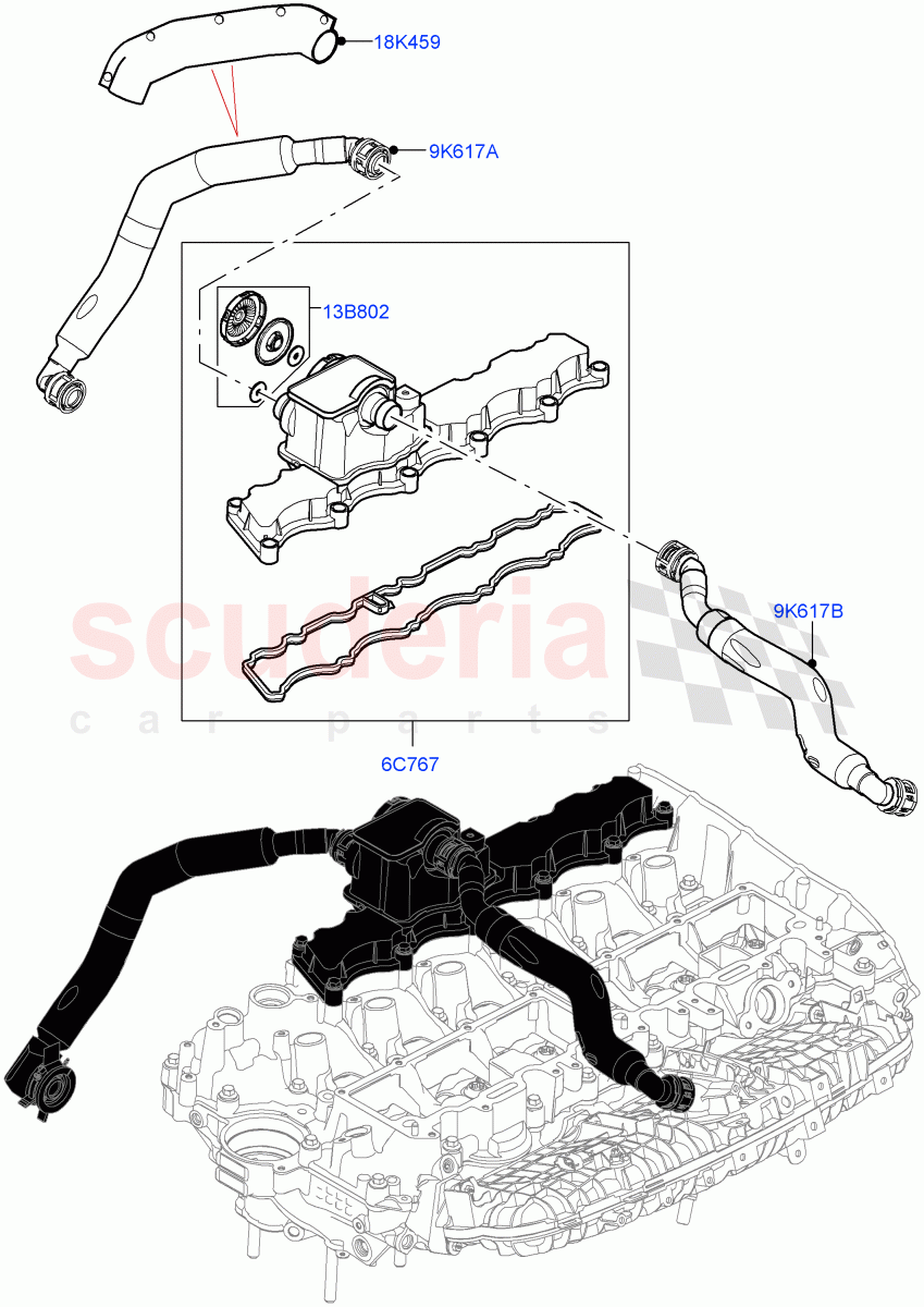 Emission Control - Crankcase (3.0L AJ20P6 Petrol High) ((V) FROMMA000001) of Land Rover Land Rover Range Rover Velar (2017+) [3.0 I6 Turbo Petrol AJ20P6]