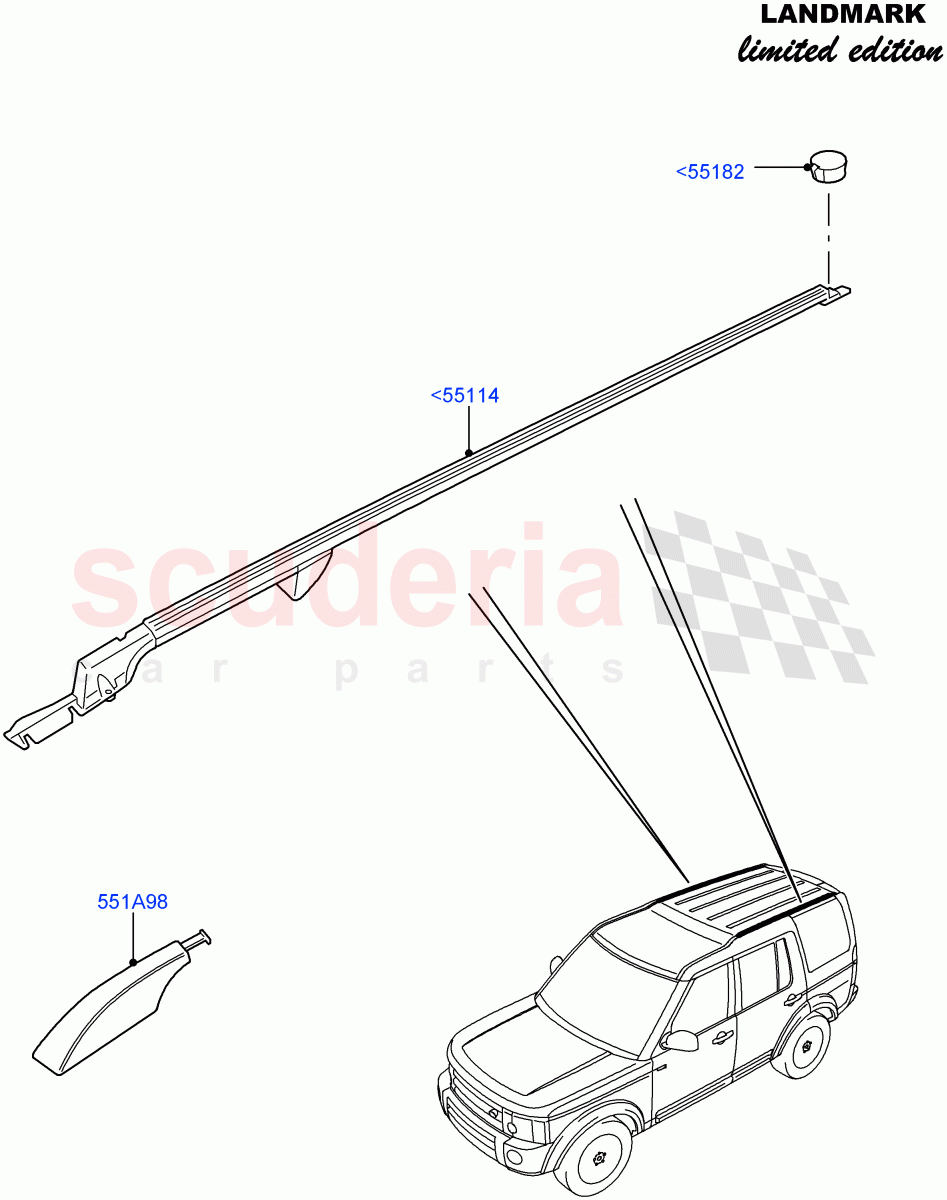 Roof Rack Systems(Landmark Limited Edition,Roof Rails - Extended)((V)FROMBA000001) of Land Rover Land Rover Discovery 4 (2010-2016) [5.0 OHC SGDI NA V8 Petrol]