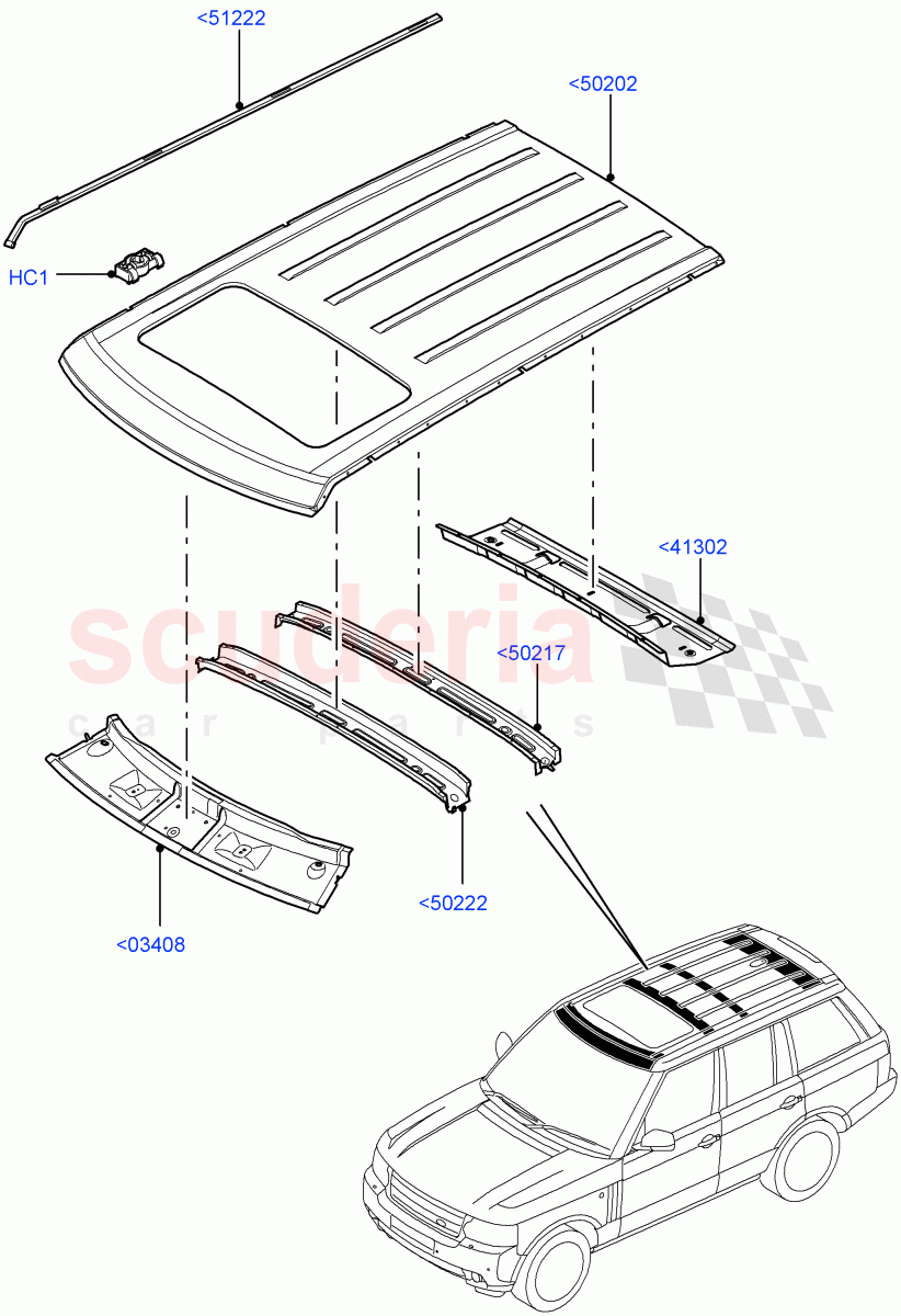 Roof - Sheet Metal(Less Armoured)((V)FROMAA000001) of Land Rover Land Rover Range Rover (2010-2012) [3.6 V8 32V DOHC EFI Diesel]