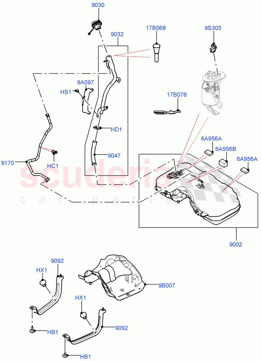 Fuel Tank & Related Parts(2.0L AJ21D4 Diesel Mid,Halewood (UK))((V)FROMMH000001) of Land Rover Land Rover Range Rover Evoque (2019+) [2.0 Turbo Diesel AJ21D4]