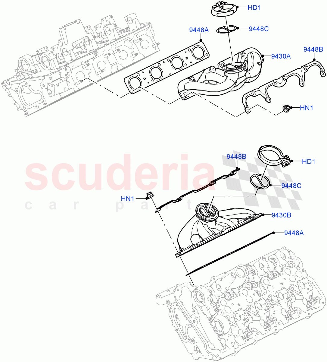 Exhaust Manifold (4.4 V8 Turbo Petrol (NC10)) of Land Rover Land Rover Range Rover (2022+) [4.4 V8 Turbo Petrol NC10]