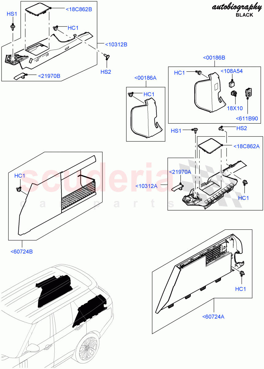 Side Trim (Luggage Compartment, Autobiography Black / SV Autobiography) (With 40/40 Split Individual Rr Seat) ((V) FROMEA000001, (V) TOHA999999) of Land Rover Land Rover Range Rover (2012-2021) [5.0 OHC SGDI SC V8 Petrol]