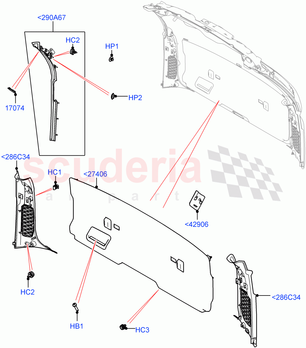 Back Door/Tailgate Trim Panels(Solihull Plant Build)((V)FROMHA000001) of Land Rover Land Rover Discovery 5 (2017+) [3.0 I6 Turbo Petrol AJ20P6]