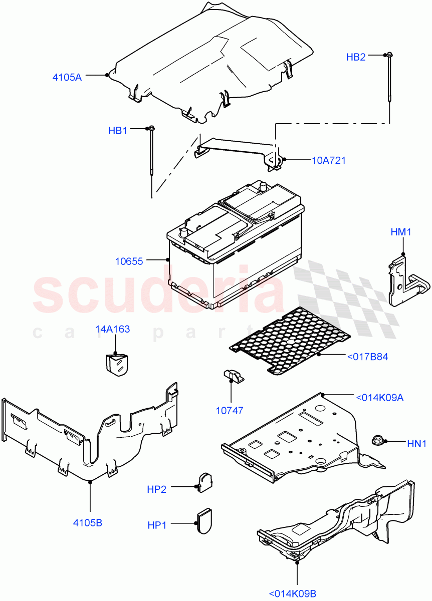 Battery And Mountings(LH)(RHD)((V)FROMEA000001) of Land Rover Land Rover Discovery 4 (2010-2016) [5.0 OHC SGDI NA V8 Petrol]