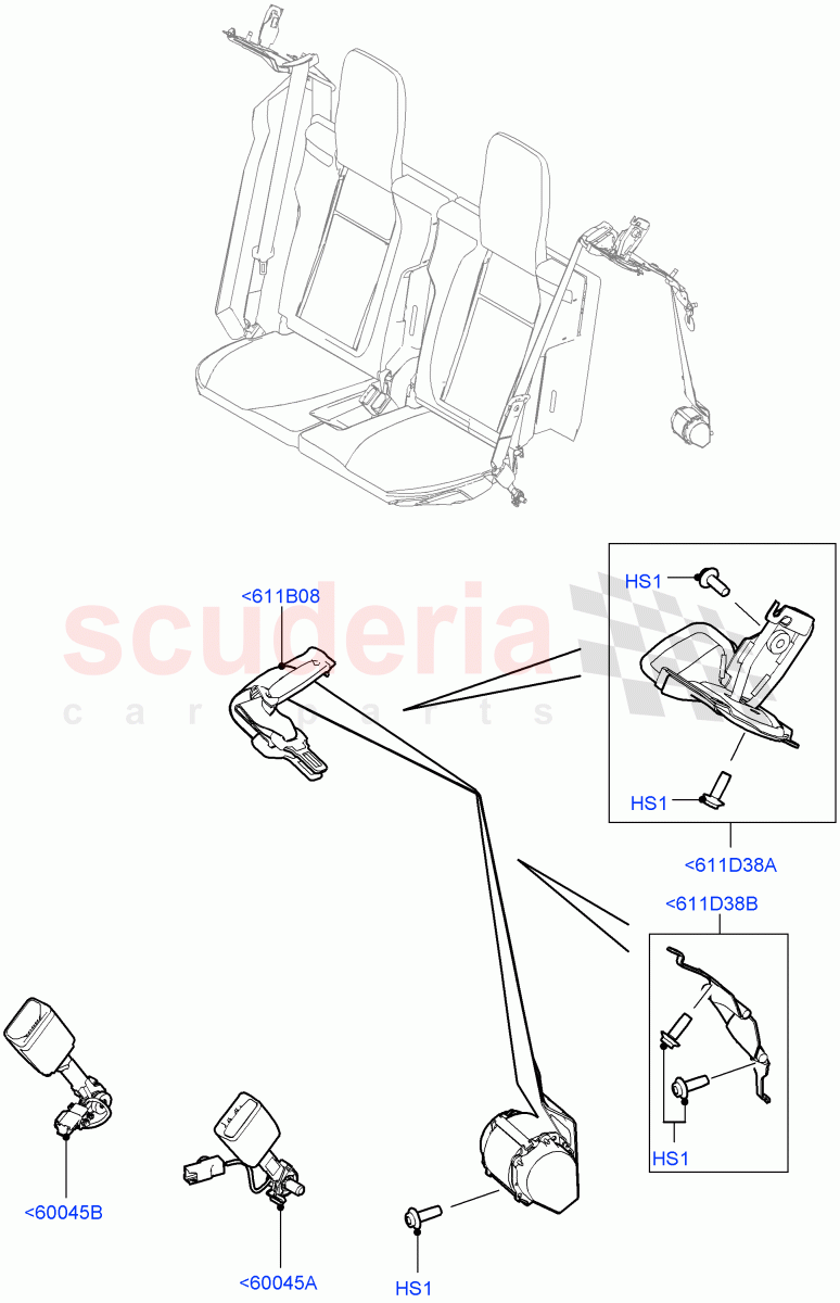 Rear Seat Belts(With 7 Seat Configuration) of Land Rover Land Rover Range Rover Sport (2014+) [4.4 DOHC Diesel V8 DITC]