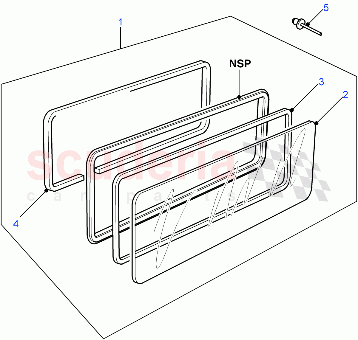 Side Window - Fixed (Hard Top, 90" Wheelbase, With Fixed Rear Side Window) ((V) FROM7A000001) of Land Rover Land Rover Defender (2007-2016)