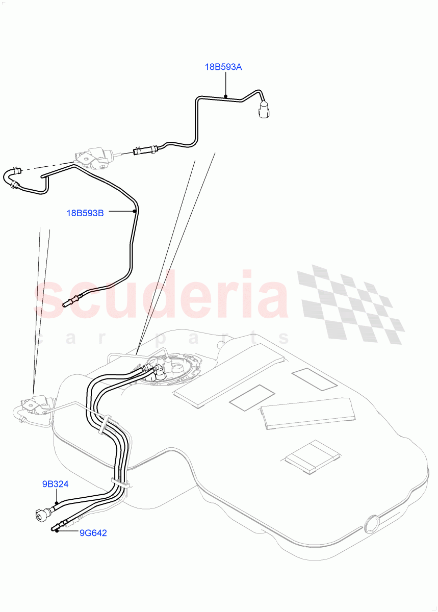 Fuel Lines(Rear)(2.0L I4 DSL MID DOHC AJ200,2.0L I4 DSL HIGH DOHC AJ200)((V)FROMGH000001) of Land Rover Land Rover Discovery Sport (2015+) [2.0 Turbo Diesel]