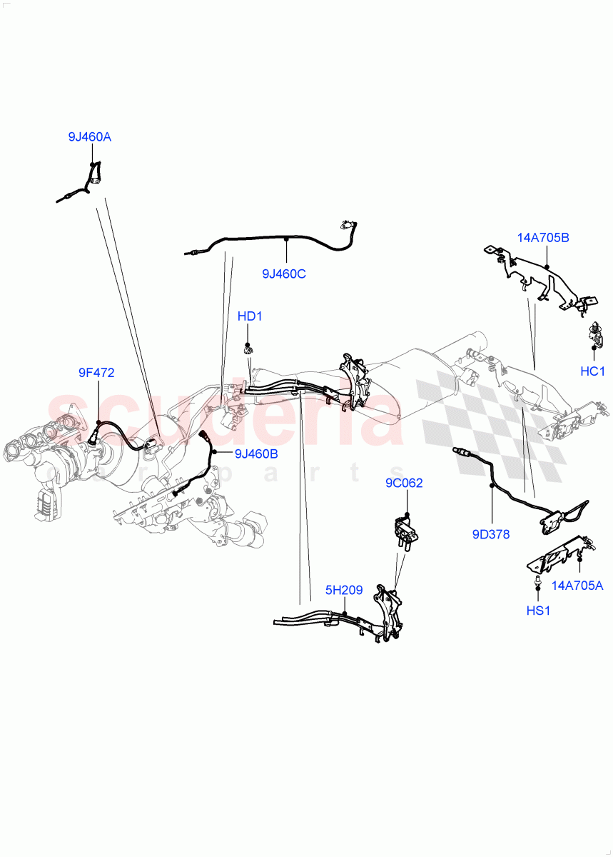 Exhaust System(Exhaust System Sensors)(4.4L DOHC DITC V8 Diesel,EU6 + DPF Emissions)((V)FROMGA000001) of Land Rover Land Rover Range Rover (2012-2021) [4.4 DOHC Diesel V8 DITC]