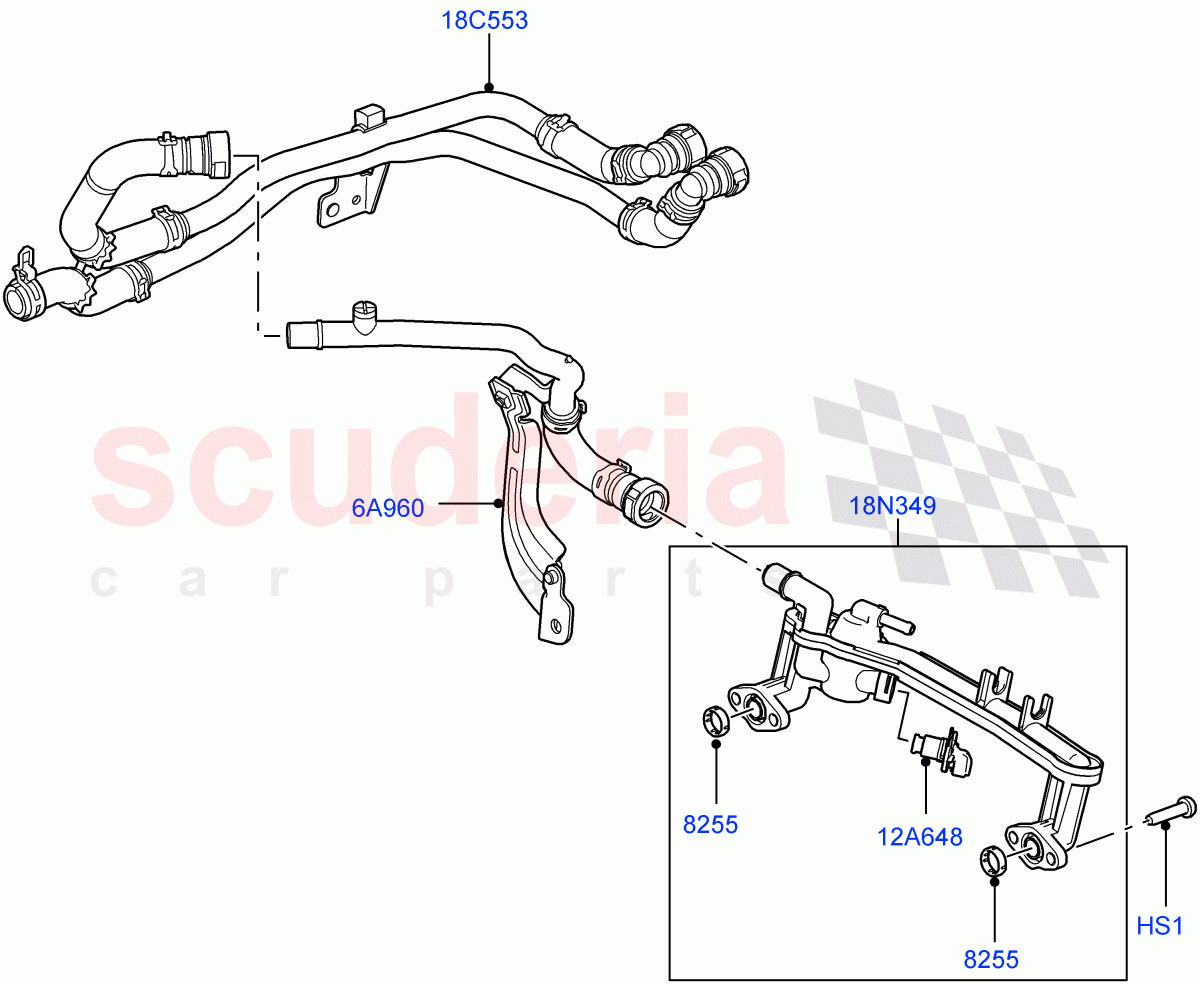 Heater Hoses(5.0L OHC SGDI SC V8 Petrol - AJ133,5.0L OHC SGDI NA V8 Petrol - AJ133)((V)FROMAA000001) of Land Rover Land Rover Range Rover Sport (2010-2013) [3.6 V8 32V DOHC EFI Diesel]