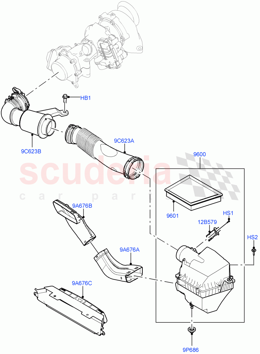 Air Cleaner(2.0L AJ21D4 Diesel Mid)((V)FROMMA000001) of Land Rover Land Rover Range Rover Velar (2017+) [2.0 Turbo Diesel AJ21D4]