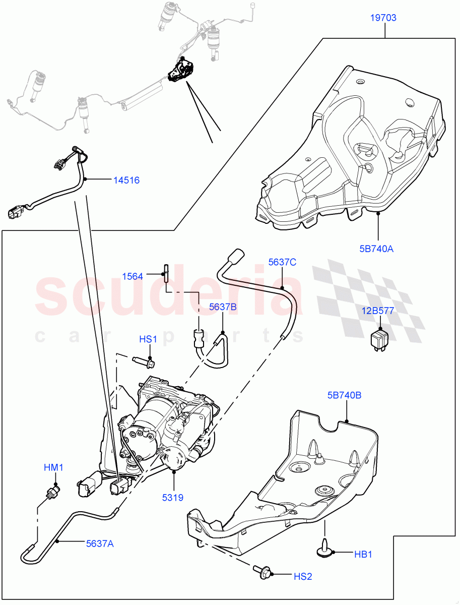 Air Suspension Compressor And Lines (Compressor Assy, Service Only) ((V) FROMAA000001, (V) TOCA638964) of Land Rover Land Rover Discovery 4 (2010-2016) [4.0 Petrol V6]
